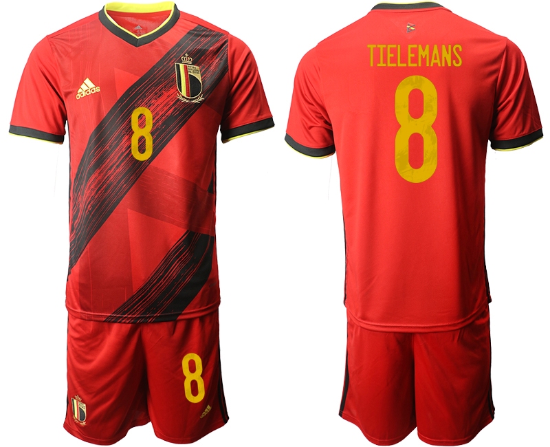 Men 2021 European Cup Belgium home red #8 Soccer Jersey